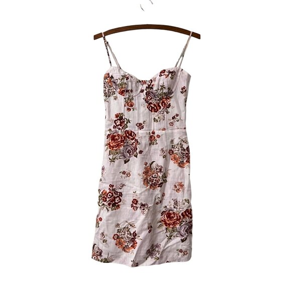 Brock Collection X H&M Womens Pink Floral Bustier Lyocell Linen Mini Dress XS - Picture 3 of 7